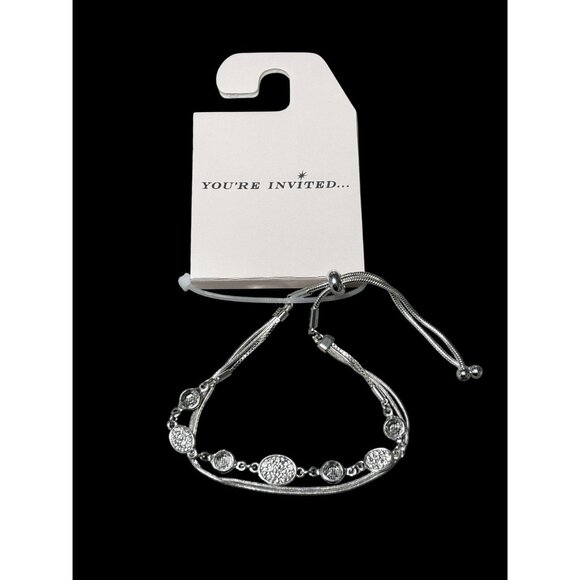 Youre Invited Adjustable Silver Bracelet Sparkling Beads Multi-Strand Design - Picture 2 of 4